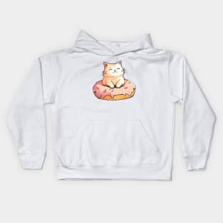 Cute cat with donut #3 Kids Hoodie